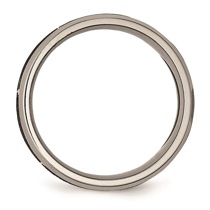 Chisel Rings Titanium Beveled Edge 8mm Laser Design Brushed Polished Band TB115T Chisel Rings Titanium Beveled Edge 8mm Laser Design Brushed Polished Band TB115T