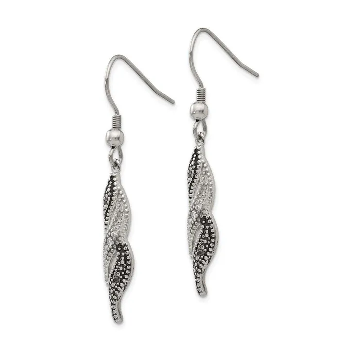 Chisel Stainless Steel Antiqued CZ Shepherd Hook Earrings Earrings Chisel Stainless Steel Antiqued CZ Shepherd Hook Earrings Earrings