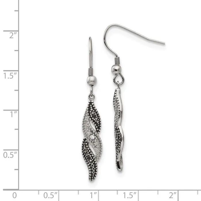Chisel Stainless Steel Antiqued CZ Shepherd Hook Earrings Earrings Chisel Stainless Steel Antiqued CZ Shepherd Hook Earrings Earrings