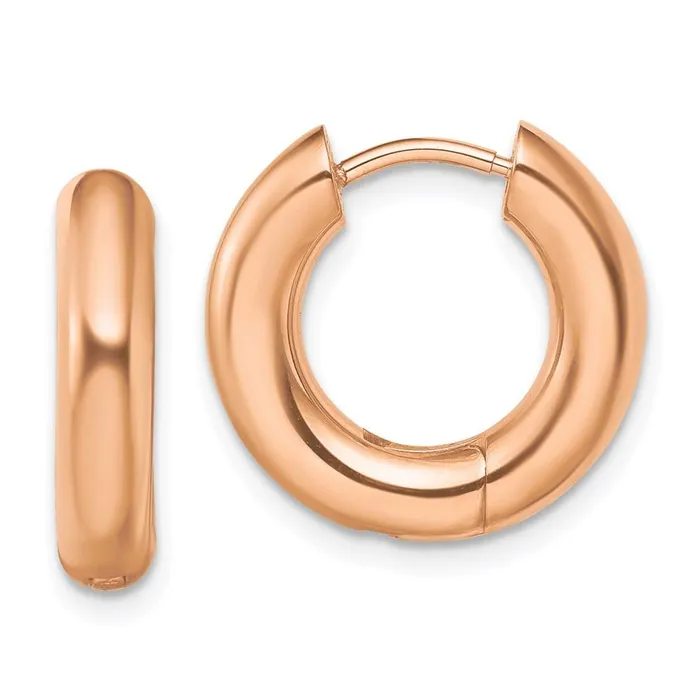Chisel Stainless Steel Polished Rose IPplated 4mm Hinged Hoop Earrings Earrings Chisel Stainless Steel Polished Rose IPplated 4mm Hinged Hoop Earrings Earrings