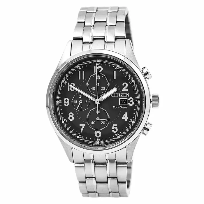 Citizen Mens Chronograph Watch Chandler EcoDrive Matte Grey Dial Steel Bracelet Citizen Bracelets Citizen Mens Chronograph Watch Chandler EcoDrive Matte Grey Dial Steel Bracelet Citizen Bracelets