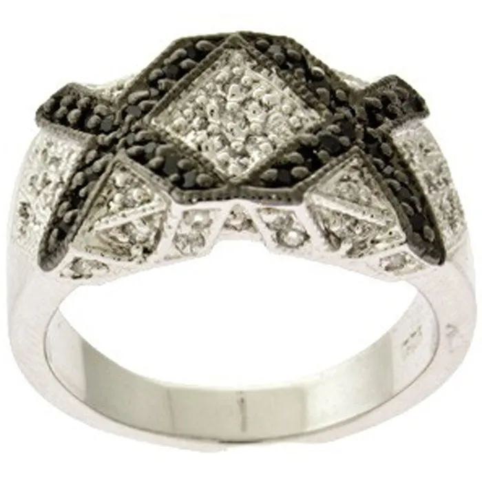 Classic Rings Classic Womens Silver Black and Clear CZ X Ring W8711