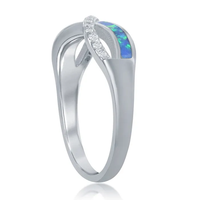 Classic Rings Womens Ring Sterling Silver CZ and Blue Opal Infinity Size 9 W25249 Classic Rings Womens Ring Sterling Silver CZ and Blue Opal Infinity Size 9 W25249