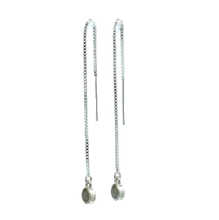 closebymejewelry Earrings Bilateral Cremation Chain Earrings in Sterling Silver