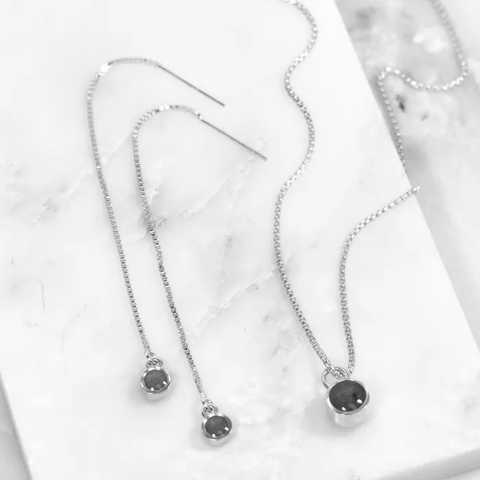 closebymejewelry Earrings Bilateral Cremation Chain Earrings in Sterling Silver