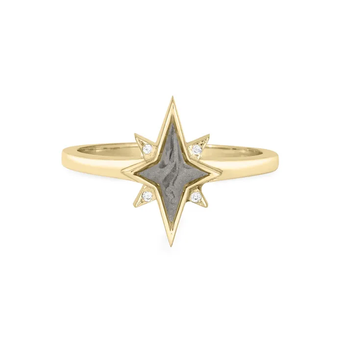 closebymejewelry Rings North Star Cremation Ring in 14K Yellow Gold with Diamond Points closebymejewelry Rings North Star Cremation Ring in 14K Yellow Gold with Diamond Points