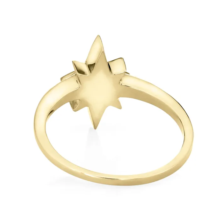 closebymejewelry Rings North Star Cremation Ring in 14K Yellow Gold with Diamond Points