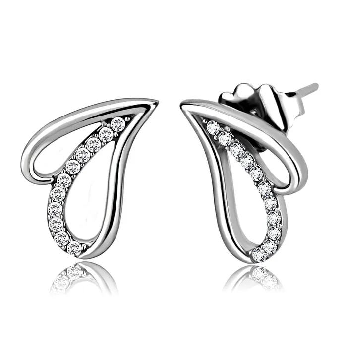 DA195 High polished no plating Stainless Steel Earrings with AAA Grade CZ in Clear Alamode Earrings DA195 High polished no plating Stainless Steel Earrings with AAA Grade CZ in Clear Alamode Earrings