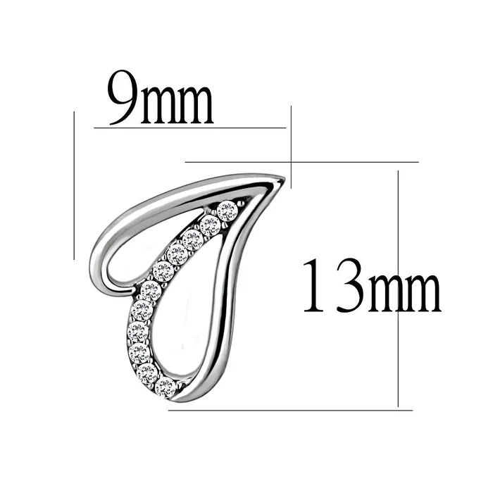 DA195 High polished no plating Stainless Steel Earrings with AAA Grade CZ in Clear Alamode Earrings