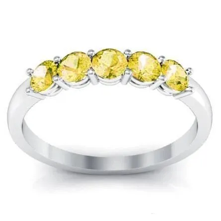 deBebians Rings 050cttw Shared Prong Yellow Sapphire Five Stone Ring