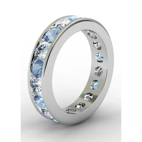 deBebians Rings 275cttw Round Aquamarine and Diamond Eternity Ring in Channel Setting