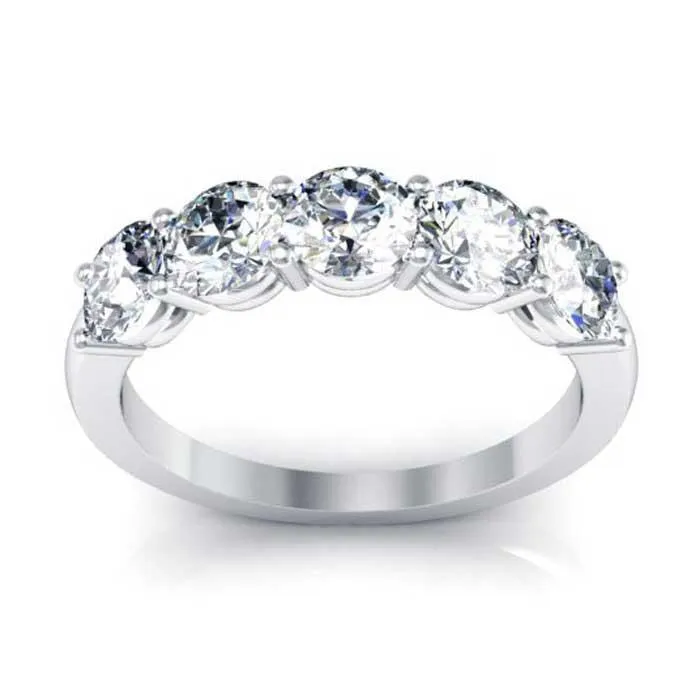 deBebians Rings Beautiful 5Stone Ring with 45mm Forever One Moissanite 165cttw