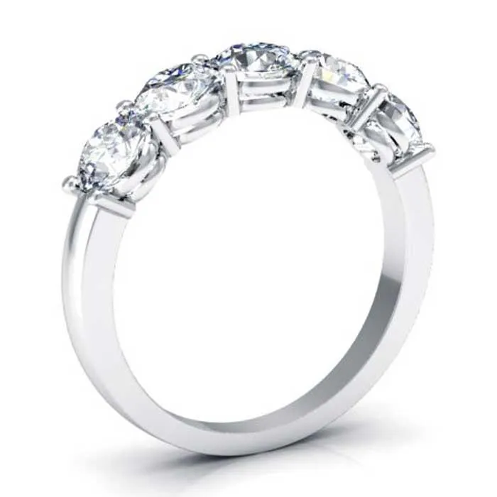 deBebians Rings Beautiful 5Stone Ring with 45mm Forever One Moissanite 165cttw