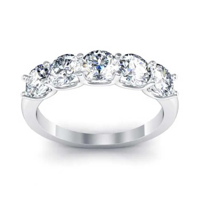 deBebians Rings Beautiful 5Stone Ring with 45mm Forever One Moissanite 165cttw