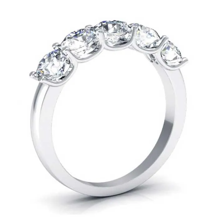 deBebians Rings Beautiful 5Stone Ring with 45mm Forever One Moissanite 165cttw