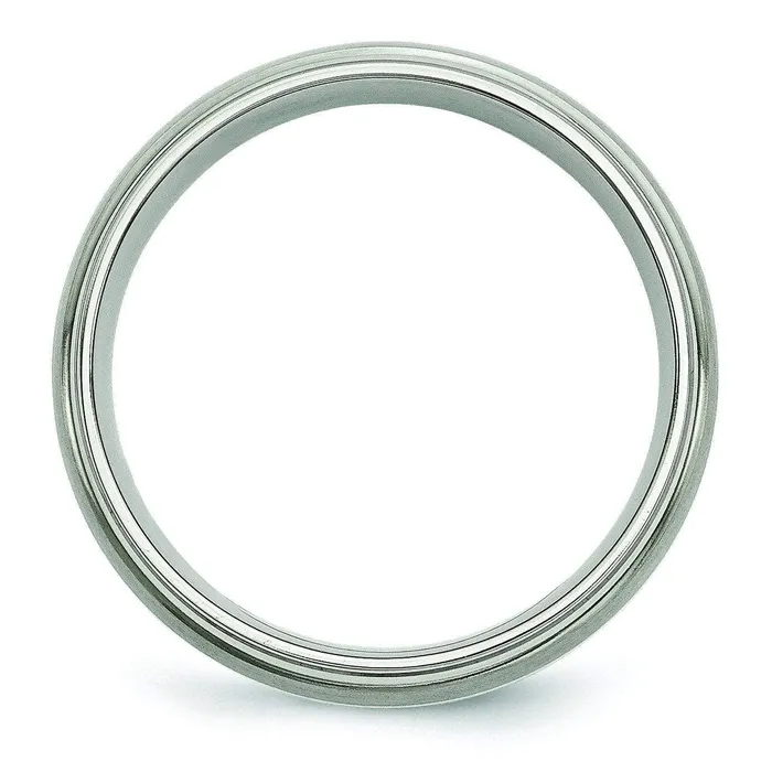 deBebians Rings Titanium Ring Silver Inlay Matte and High Polish Finish in 6mm
