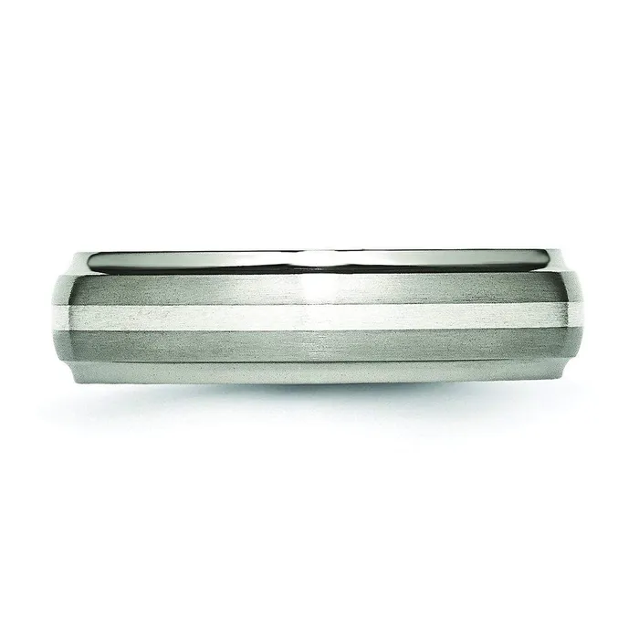 deBebians Rings Titanium Ring Silver Inlay Matte and High Polish Finish in 6mm