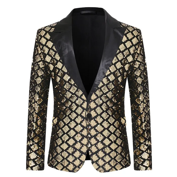 Divine Inspiration Styles Rings PARKLEES Mens Fashion Shiny Plaid Gold Silver Black Sequin Glitter Fancy Embellished Blazer Jacket Divine Inspiration Styles Rings PARKLEES Mens Fashion Shiny Plaid Gold Silver Black Sequin Glitter Fancy Embellished Blazer Jacket
