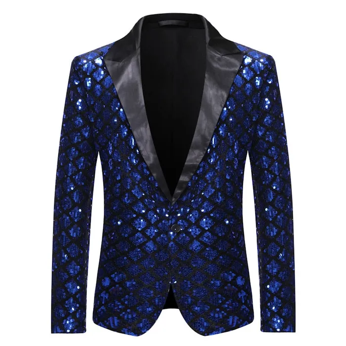 Divine Inspiration Styles Rings PARKLEES Mens Fashion Shiny Plaid Gold Silver Black Sequin Glitter Fancy Embellished Blazer Jacket