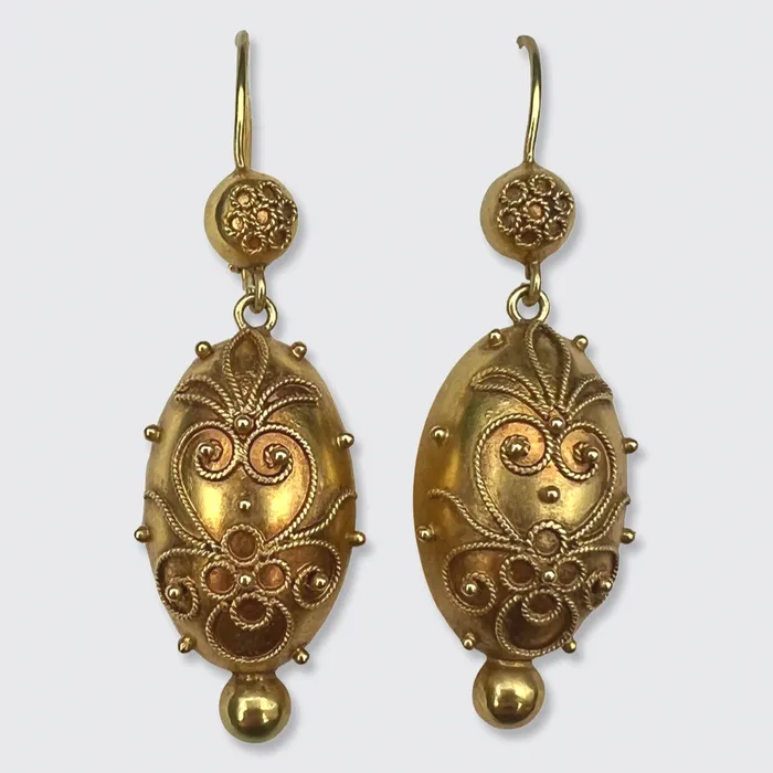 Earrings 21stfinds Victorian NeoEtruscan EggShaped Drop Earrings Earrings 21stfinds Victorian NeoEtruscan EggShaped Drop Earrings