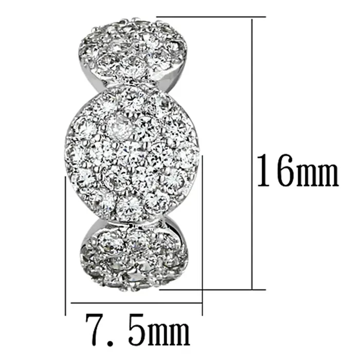 Earrings 3W390 Rhodium Brass Earrings with AAA Grade CZ in Clear Alamode
