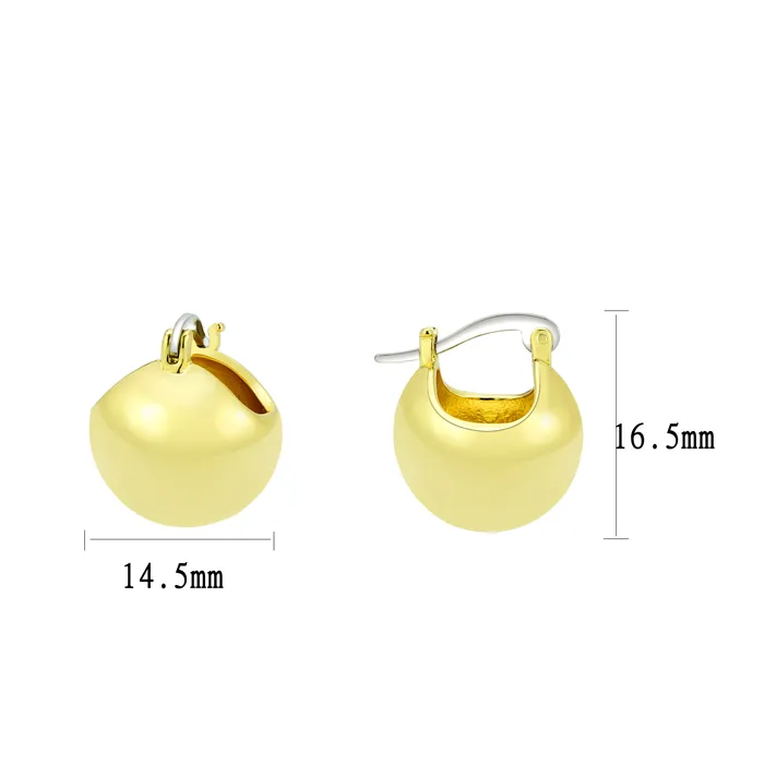 Earrings Alamode 3W1753G Flash Gold Brass Earring with NoStone in No Stone