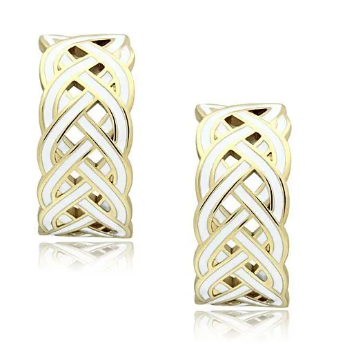 Earrings Alamode GL272 IP GoldIon Plating Brass Earrings with Epoxy in White Earrings Alamode GL272 IP GoldIon Plating Brass Earrings with Epoxy in White