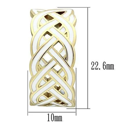 Earrings Alamode GL272 IP GoldIon Plating Brass Earrings with Epoxy in White