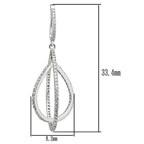 Earrings Alamode TS055 Rhodium 925 Sterling Silver Earrings with AAA Grade CZ in Clear