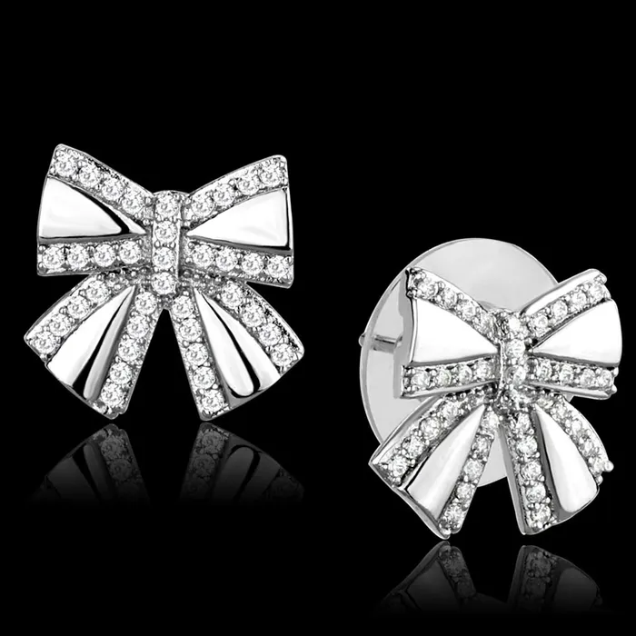 Earrings Alamode TS287 Rhodium 925 Sterling Silver Earrings with AAA Grade CZ in Clear Earrings Alamode TS287 Rhodium 925 Sterling Silver Earrings with AAA Grade CZ in Clear