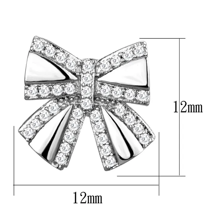 Earrings Alamode TS287 Rhodium 925 Sterling Silver Earrings with AAA Grade CZ in Clear