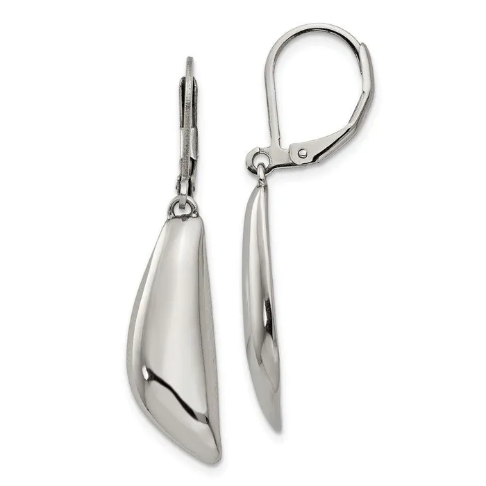 Earrings Chisel Stainless Steel Polished Dangle Leverback Earrings