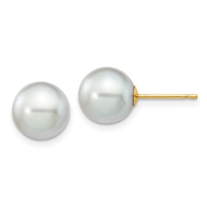 Earrings Jewelry 14k 89mm Round Grey Saltwater Akoya Cultured Pearl Stud Post Earrings Earrings Jewelry 14k 89mm Round Grey Saltwater Akoya Cultured Pearl Stud Post Earrings