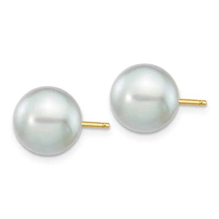 Earrings Jewelry 14k 89mm Round Grey Saltwater Akoya Cultured Pearl Stud Post Earrings Earrings Jewelry 14k 89mm Round Grey Saltwater Akoya Cultured Pearl Stud Post Earrings