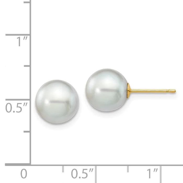 Earrings Jewelry 14k 89mm Round Grey Saltwater Akoya Cultured Pearl Stud Post Earrings Earrings Jewelry 14k 89mm Round Grey Saltwater Akoya Cultured Pearl Stud Post Earrings