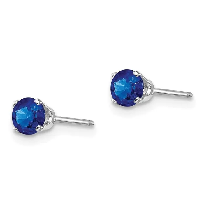 Earrings Jewelry 14k White Gold 4mm Sapphire Stud Earrings Earrings Jewelry 14k White Gold 4mm Sapphire Stud Earrings