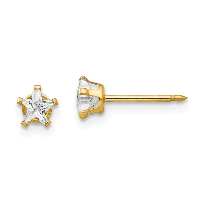 Earrings Jewelry Inverness 14k 4mm Star CZ Post Earrings