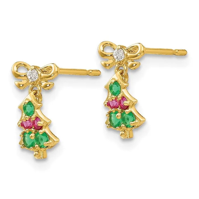 Earrings Jewelry Madi K Kids 14k CZ Christmas Tree Dangle Post Earrings Earrings Jewelry Madi K Kids 14k CZ Christmas Tree Dangle Post Earrings