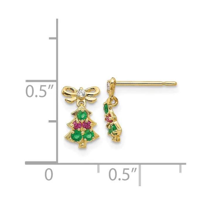 Earrings Jewelry Madi K Kids 14k CZ Christmas Tree Dangle Post Earrings Earrings Jewelry Madi K Kids 14k CZ Christmas Tree Dangle Post Earrings