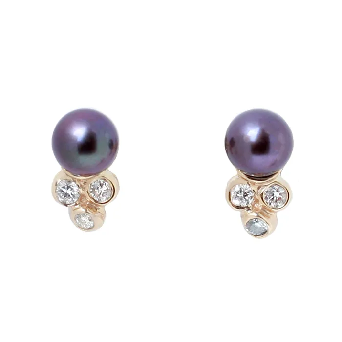 Earrings Kimberlin Brown Akoya Pearl Diamond Studs