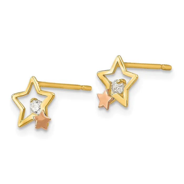 Earrings Madi K Kids 14k Yellow Rose Gold CZ Star Post Earrings Jewelry Earrings Madi K Kids 14k Yellow Rose Gold CZ Star Post Earrings Jewelry