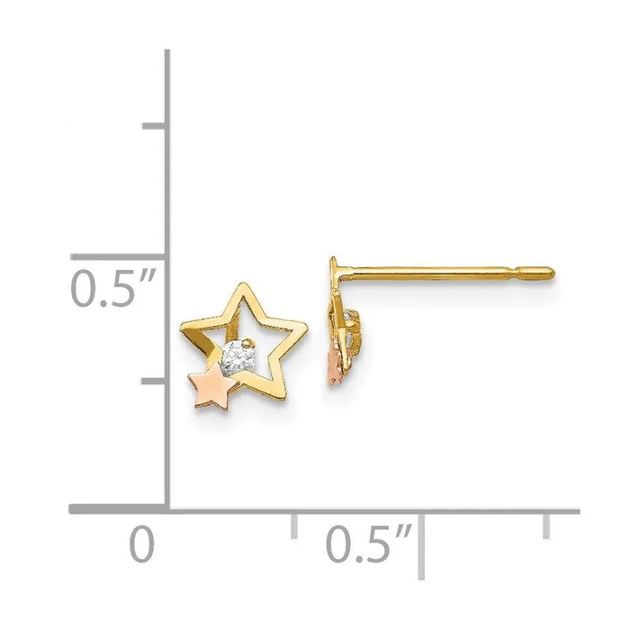 Earrings Madi K Kids 14k Yellow Rose Gold CZ Star Post Earrings Jewelry Earrings Madi K Kids 14k Yellow Rose Gold CZ Star Post Earrings Jewelry