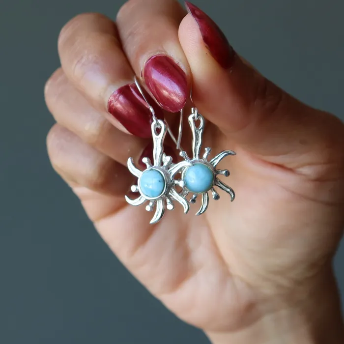 Earrings Satin Crystals Larimar Earrings Fun in the Sun Gems Sterling Silver