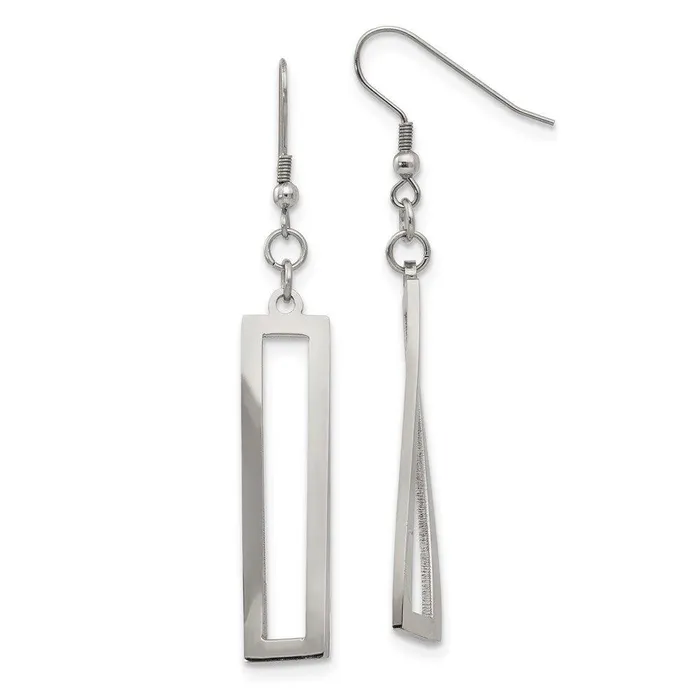 Earrings Stainless Steel Polished Twisted Shepherd Hook Earrings Chisel