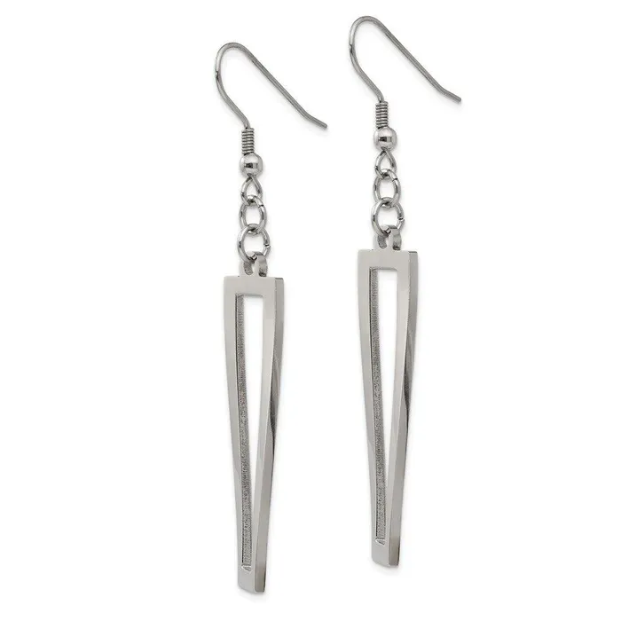Earrings Stainless Steel Polished Twisted Shepherd Hook Earrings Chisel Earrings Stainless Steel Polished Twisted Shepherd Hook Earrings Chisel
