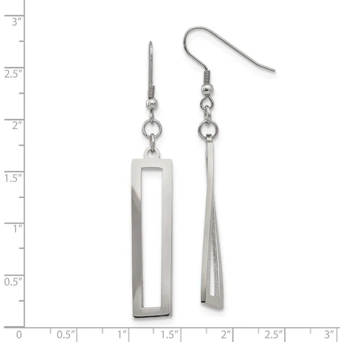 Earrings Stainless Steel Polished Twisted Shepherd Hook Earrings Chisel Earrings Stainless Steel Polished Twisted Shepherd Hook Earrings Chisel