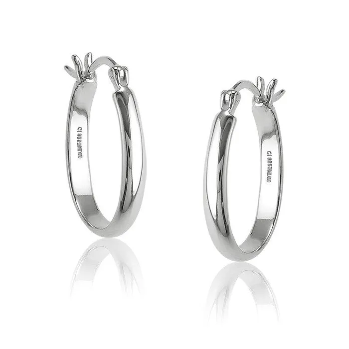 Earrings Sterling Silver Oval Hoop Earrings Classic