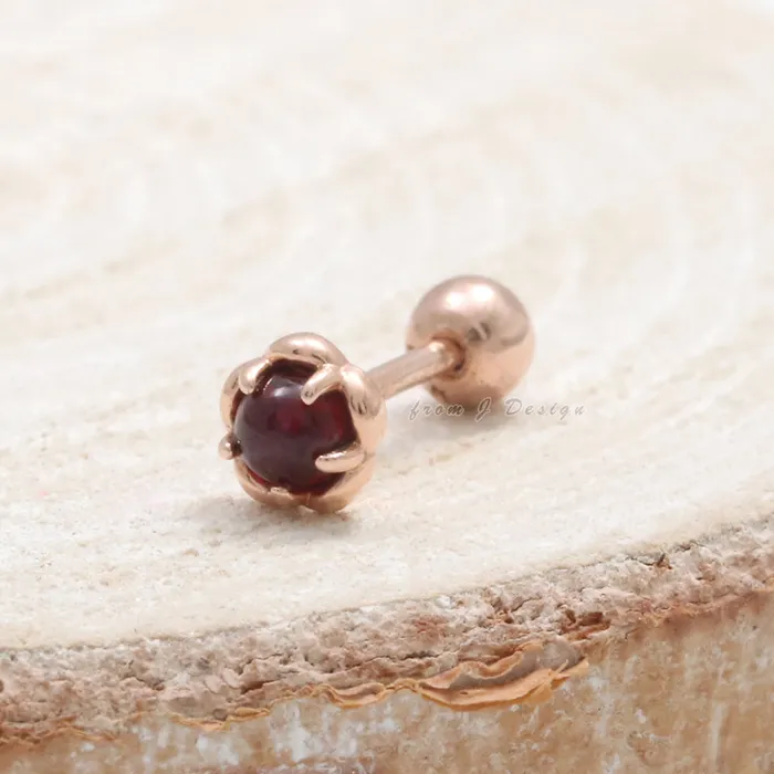 from J Shop Earrings Ruby Flower Ear Piercing