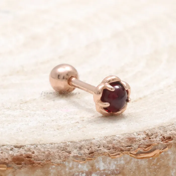 from J Shop Earrings Ruby Flower Ear Piercing