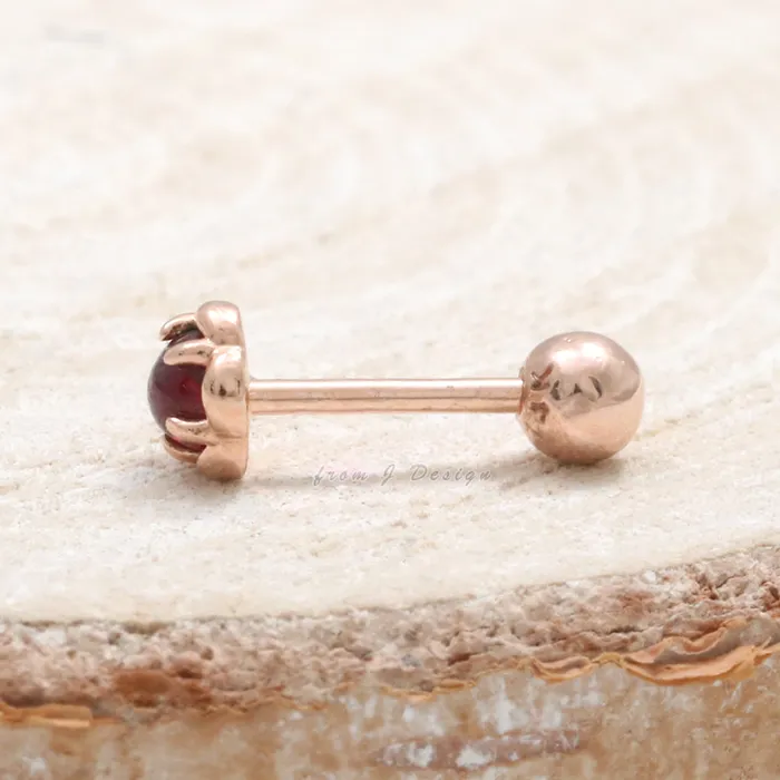 from J Shop Earrings Ruby Flower Ear Piercing
